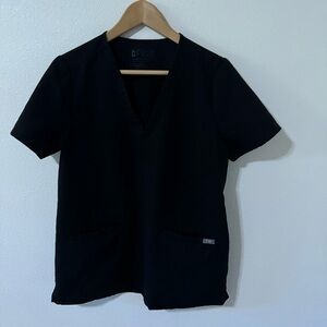 FIGS Casma Three Pocket V-Neck Scrub Top Black Clinic Medical-Medium